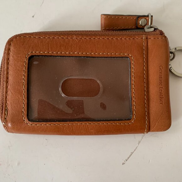 VINTAGE FOSSIL COIN KEY CHAIN BROWN LEATHER WALLET POUCH - Picture 4 of 8